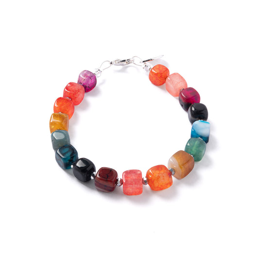 Rainbow Agate Cubes Bracelet