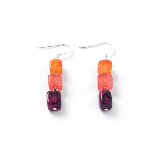 Rainbow Agate Cubes Earrings