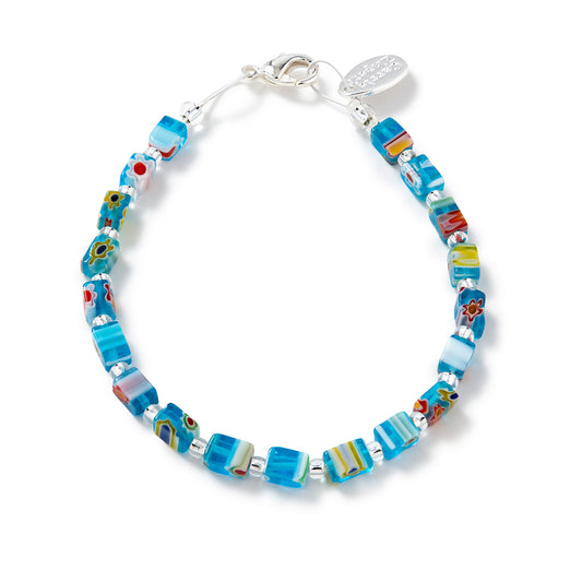 Turquoise Millefiori Cubes Bracelet
