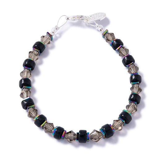Jet Glass & Crystal Bracelet