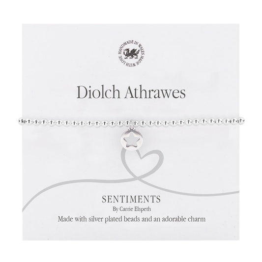 Diolch Athrawes Sentiment Bracelet