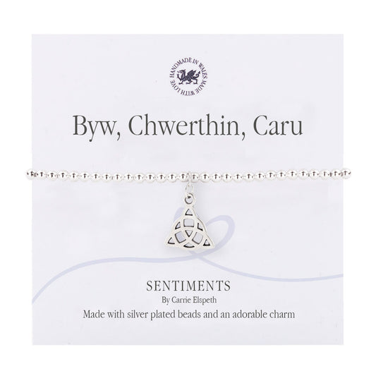 Byw, Chwerthin, Caru Sentiment Bracelet