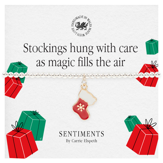 Stockings Hung with Care as Magic Fills the Air Sentiment Bracelet