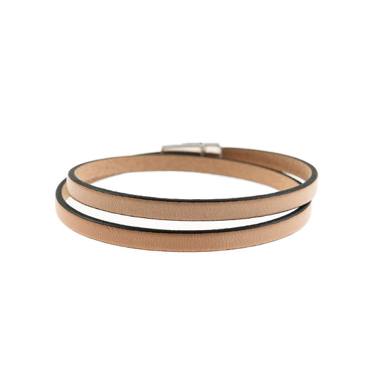 Double Strand Leather Wrap Bracelet