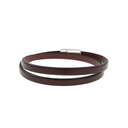 Double Strand Leather Wrap Bracelet
