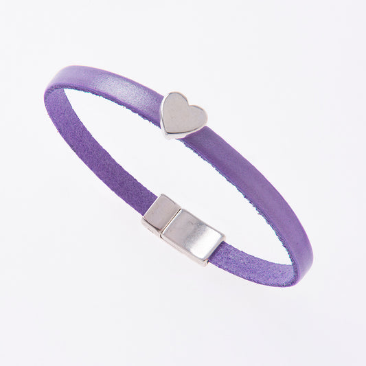 Pastel Leather Heart Charm Bracelet