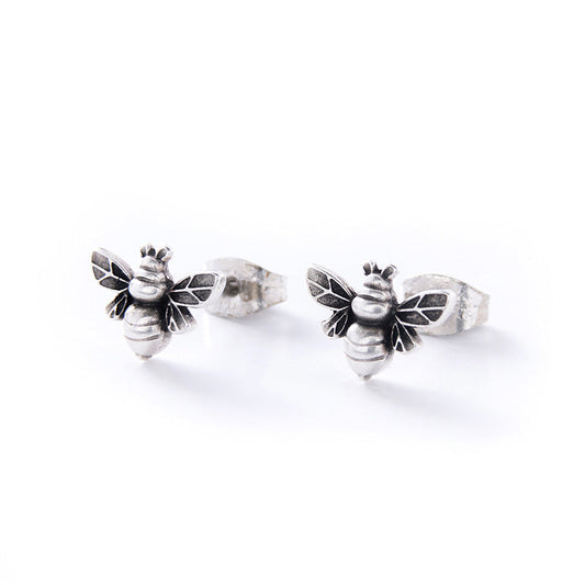 Silver Bee Stud Earrings
