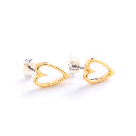 Gold Open Heart Stud Earrings