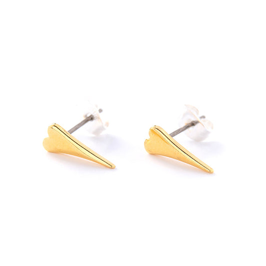 Gold Elongated Heart Stud Earrings