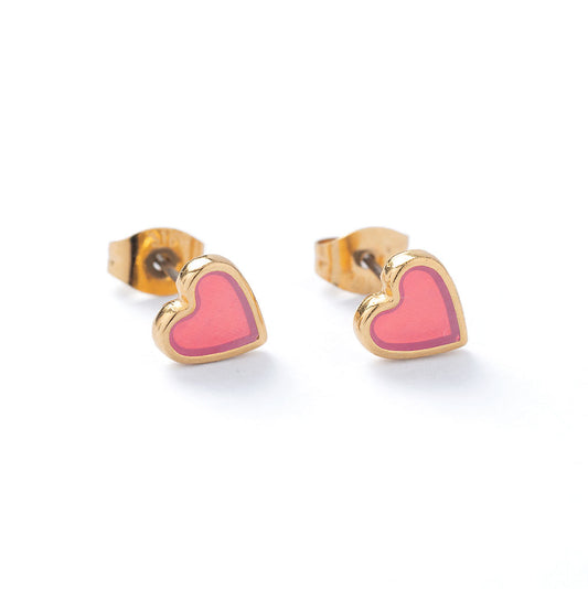 Gold Heart Stud Earrings