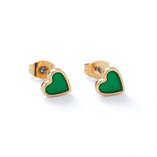 Gold Heart Stud Earrings
