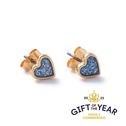 Sparkle Gold Heart Stud Earrings