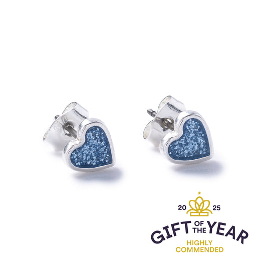 Sparkle Silver Heart Stud Earrings