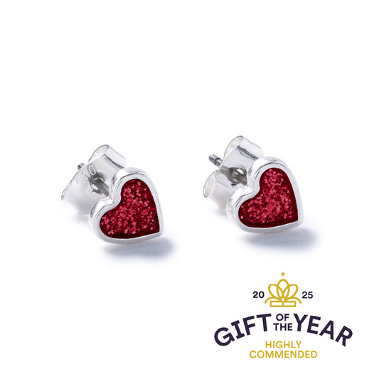 Sparkle Silver Heart Stud Earrings