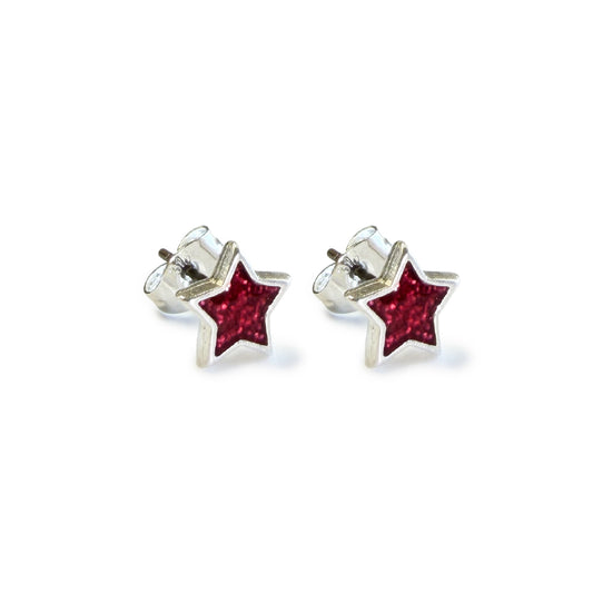 Sparkle Silver Star Stud Earrings