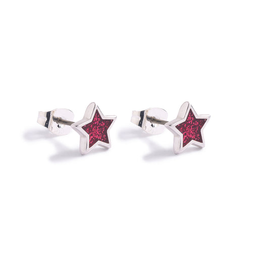 Sparkle Silver Star Stud Earrings