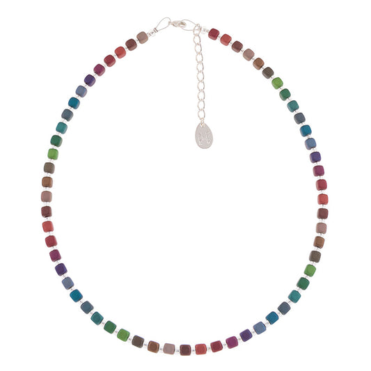 Rainbow Satin Cubes Necklace